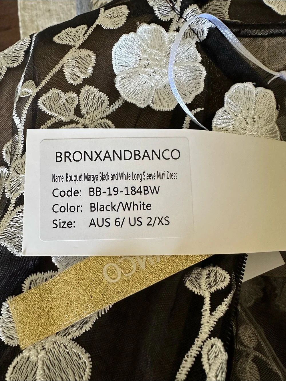 BRONX AND BRONCO bouquet maraya mini dress black and white NWT Black/White - Picture 9 of 11